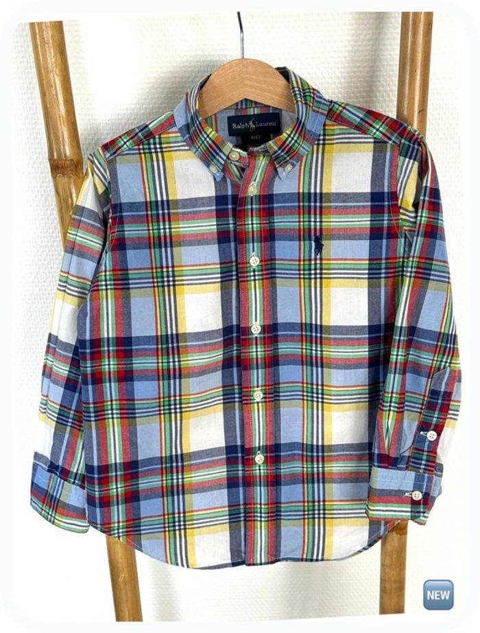 Chemise manches longues à carreaux multicolore Ralph Lauren Taille 4 ans