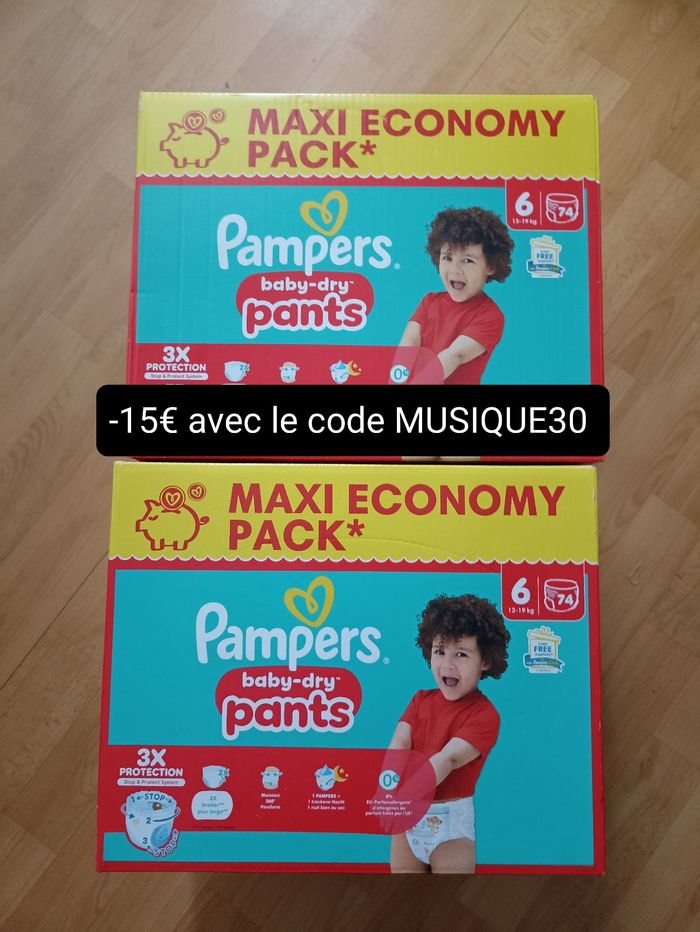 2 cartons de couches Pampers pants culottes T6 taille 6