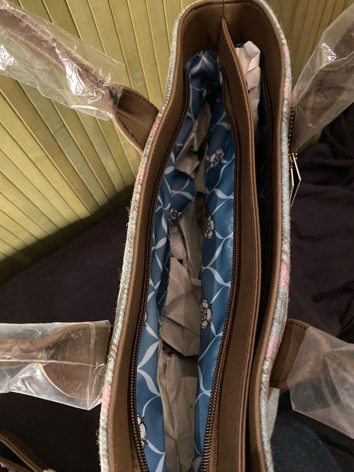 Sac Cabas Moon & National Trust - Tweed Laine Rose/Bleu Écossais - Neuf - photo numéro 6