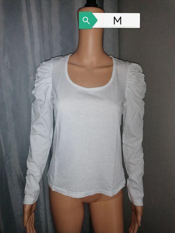 Tee-shirt blanc manches bouffantes M