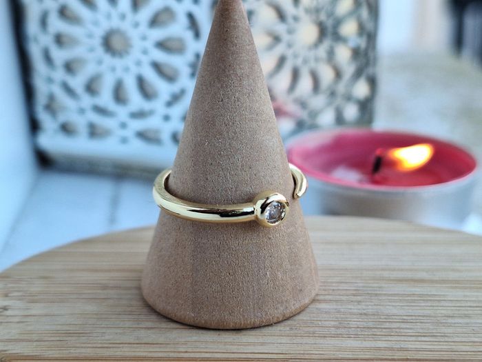 Bague ouverte avec strass design Réglable, Bague de fiançailles pour femmes, Cadeau pour elle - photo numéro 2