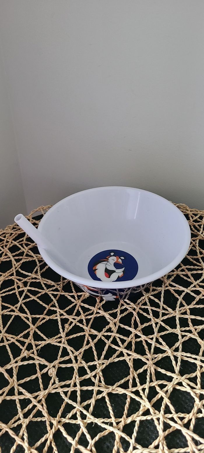 Bol de céréales Frosties Tony the Tiger de Kellogg's vintage avec paille