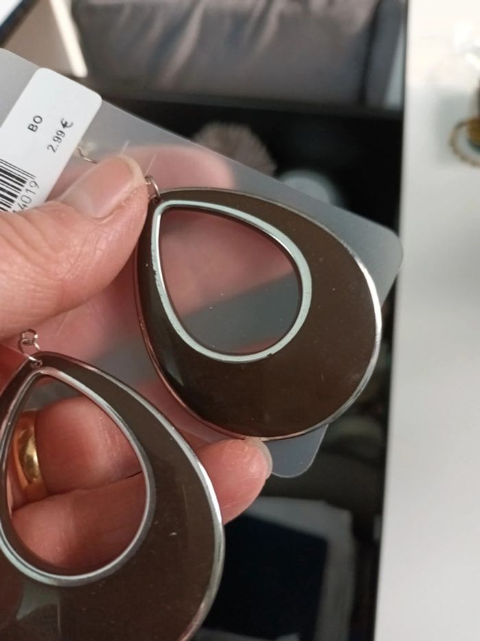 Boucle fantaisie marron argenté - photo numéro 2