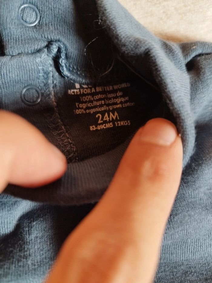 Body col roulé gris taille 2 ans - photo numéro 2
