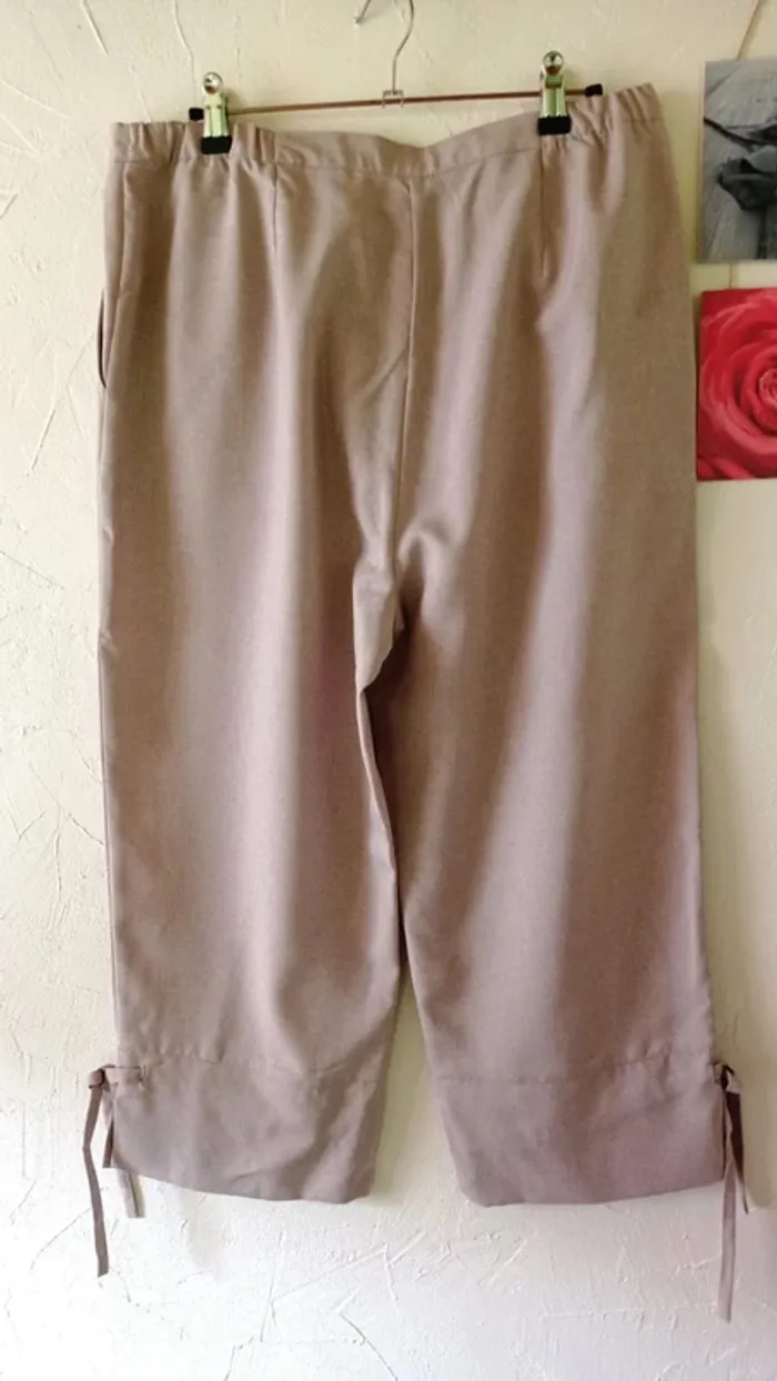 🌸Ensemble tailleur pantacourt et veste manches 3/4, Bleu Bonheur, taille 46 - photo numéro 5
