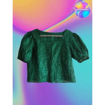Superbe blouse vintage verte métallisée - Drop vert 🌵🍀