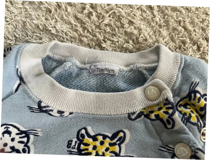 Pull sweat dessin tigre 🐯 taille 24 mois Petit Bateau - photo numéro 4