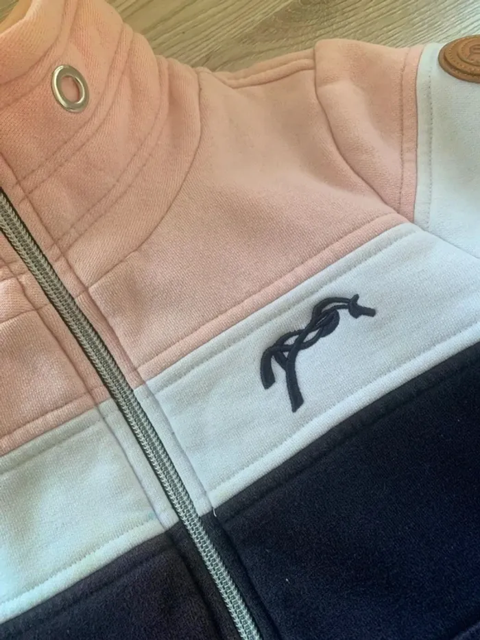 Gilet polaire Pénélope – Bleu marine, blanc & rose – Taille 6 ans - photo numéro 4