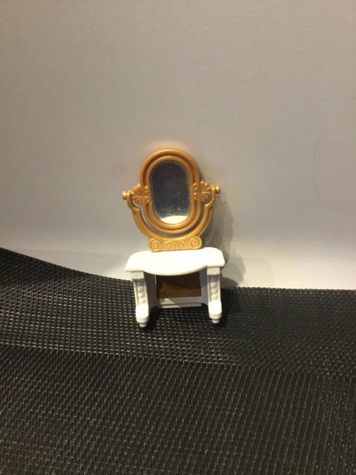 Playmobil meuble coiffeuse blanc et doré avec miroir pièces détachées maison château princesse