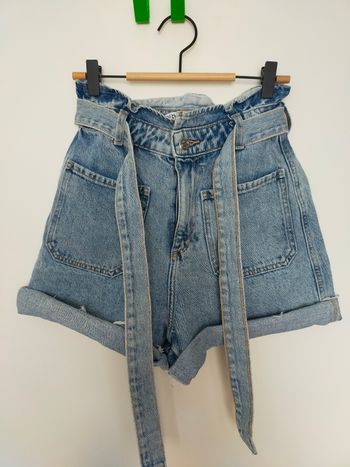 Short en jean bleu taille haute femme 34/XS Zara 