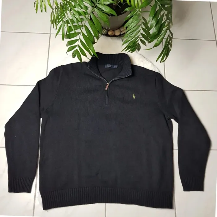 Pull Camionneur half demi zip Ralph Lauren XXL Noir - photo numéro 2