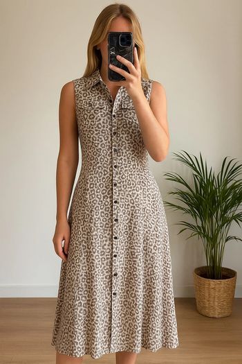 Robe d’été longue léopard écru Mango taille XS