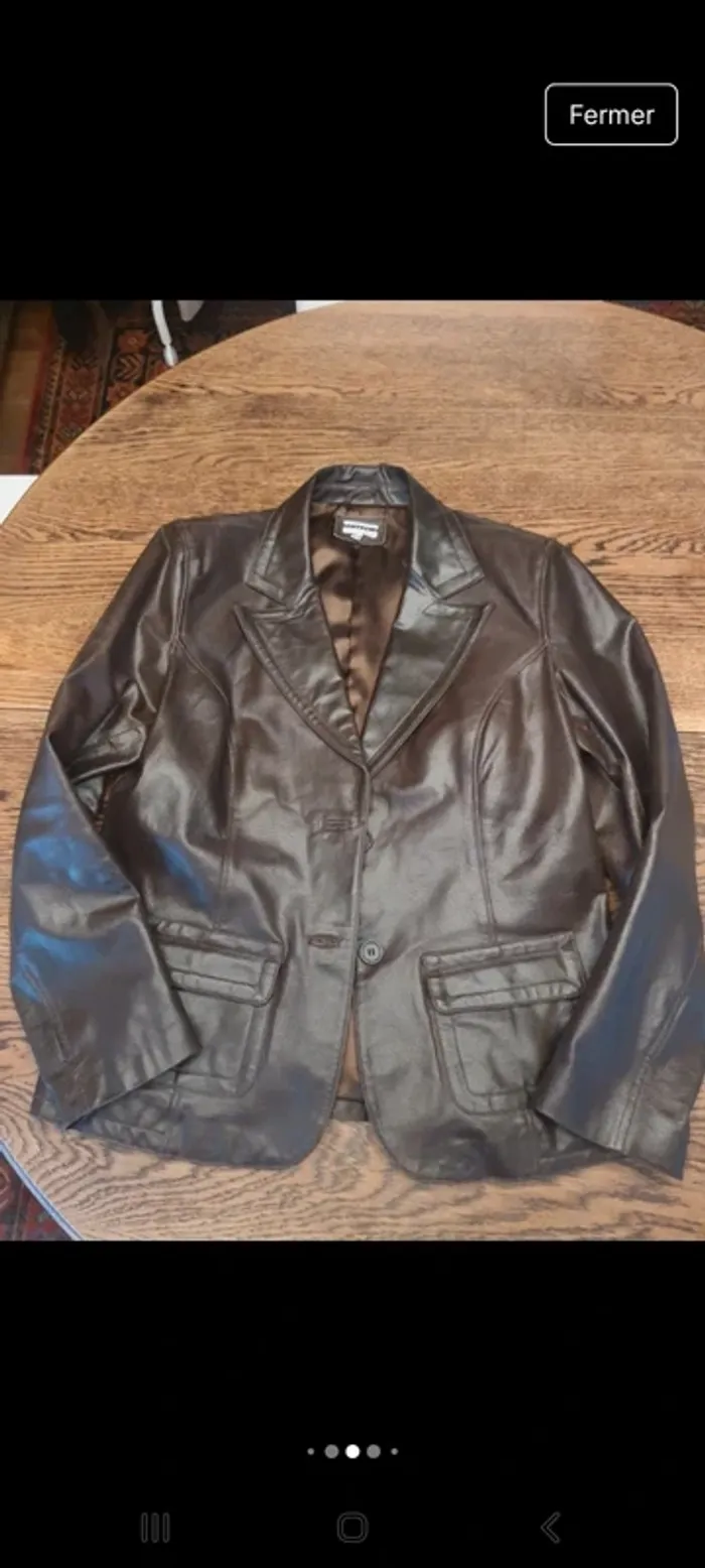 Veste Blazer en cuir Marron Etam fr 44 be 42 - photo numéro 5