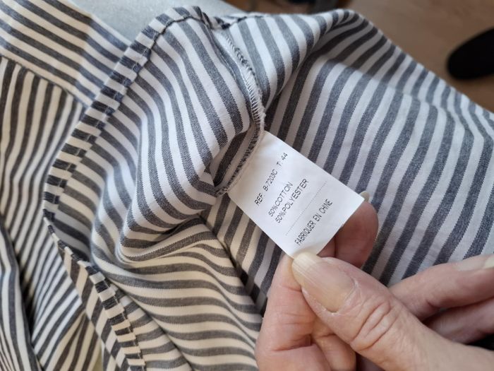 Belle chemise/blouse femme A.Belle 44 rayé gris/blanc excellent état - photo numéro 7