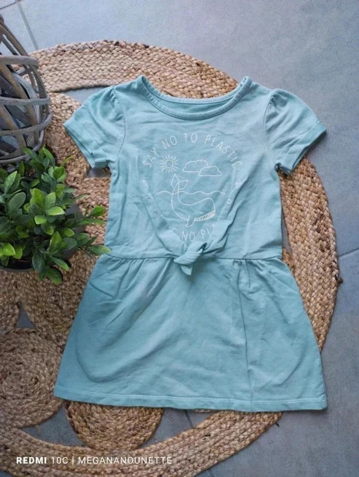 🌊 Robe Bleue Vert d'eau Say No to Plastic – Taille 4 ans Kiabi 🌊 - photo numéro 2