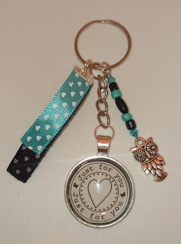 Cadeau amour,porte clé message bijoux de sac " Just for you"