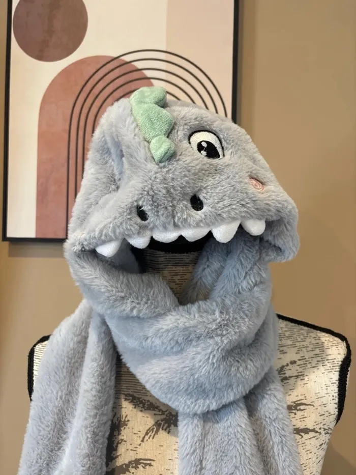 Bonnet écharpe gant 3 en 1 dinosaure - photo numéro 4