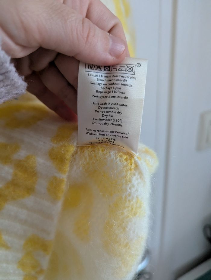 Pull léopard sezane jaune en laine manche bouffante taille 38 M - photo numéro 8