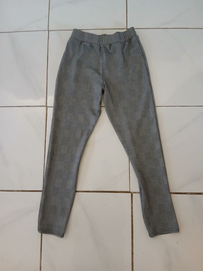 Pantalon fille a carreau couleur gris matiere polyster - photo numéro 3