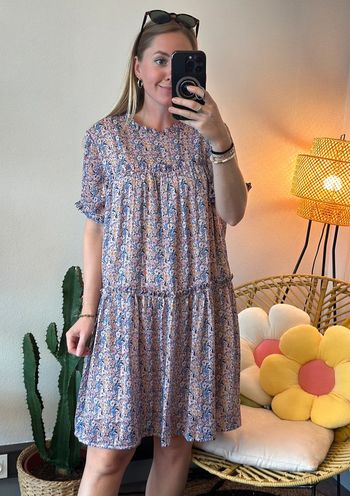 Robe fluide à motifs fleuris avec lurex, taille 36 - Molly Bracken