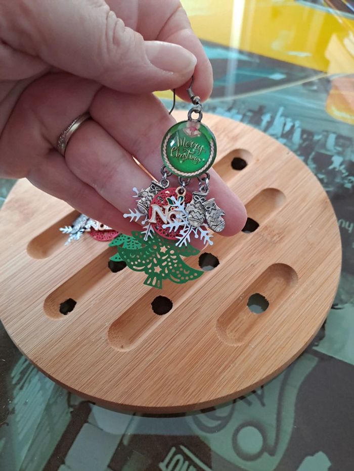 Jolies boucles d oreilles pendantes 8 cm Noël - photo numéro 4