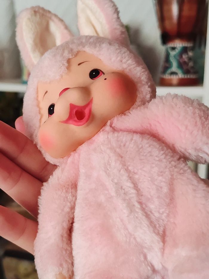 Lapin rose style monchhichi vintage bunny - photo numéro 8