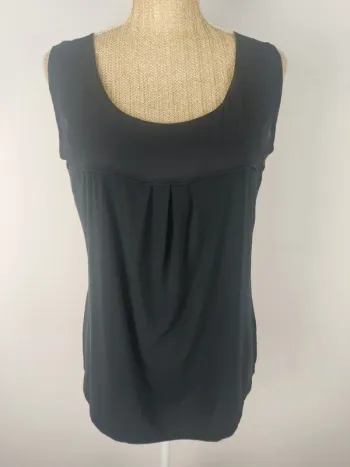 Blouse sans manches bi-matière noire taille XL Max Mara