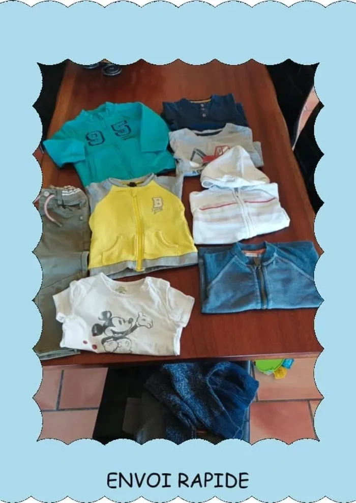 Lot printemps été 18 mois garçon 8 articles dont 1 pantalon neuf