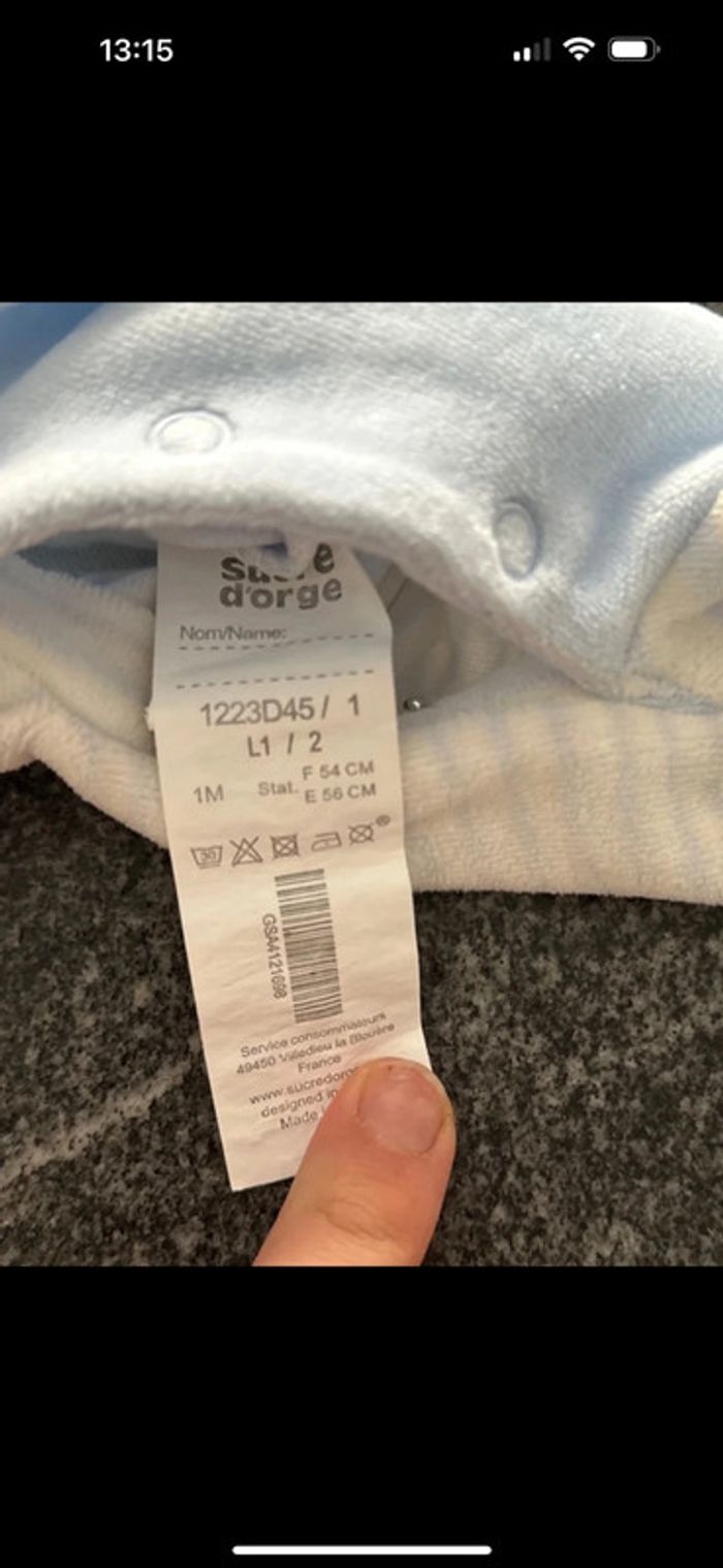Pyjama chaud bébé mixte un mois très bon état, porté une fois - photo numéro 3