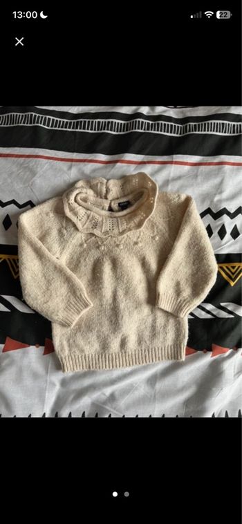 pull kiabi beige 24 mois col claudine