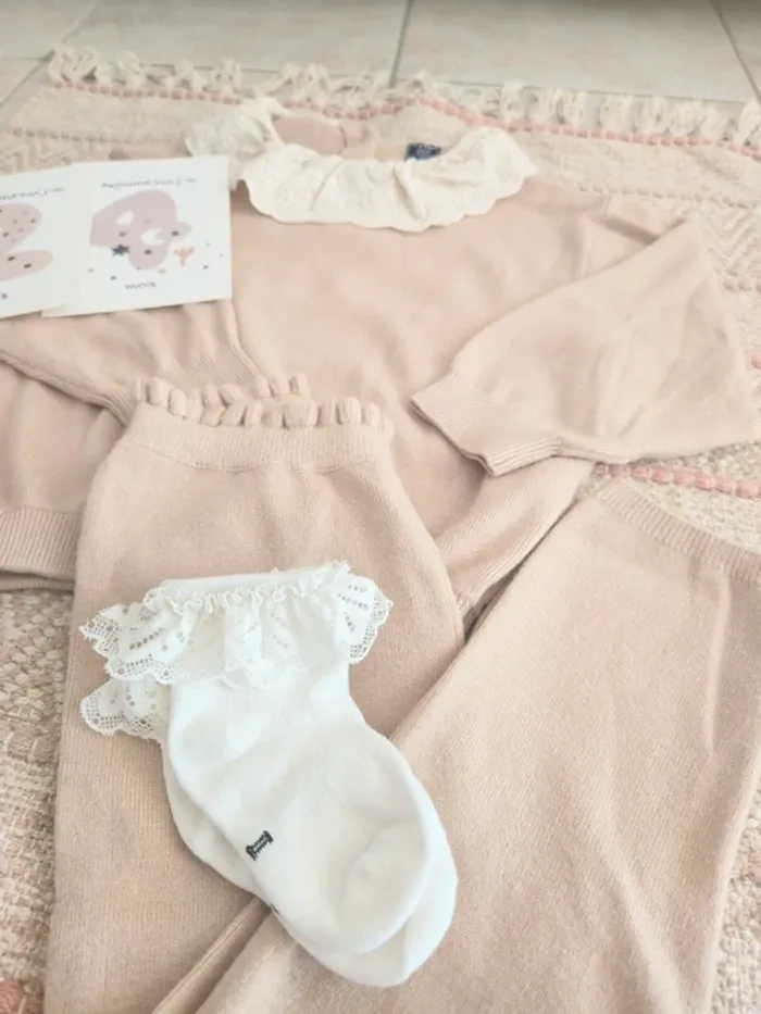 Ensemble automne beige col claudine kiabi 36 mois - photo numéro 3