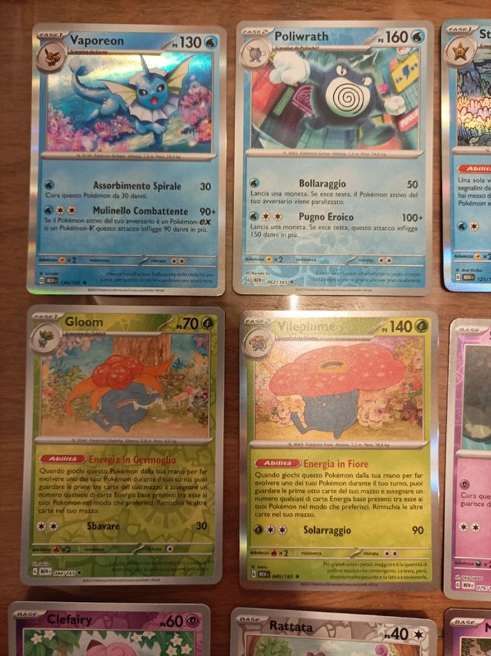Lot de 9 cartes Pokemon 151 Holo Aquali Tetarte Rafflesia Mr Mime Staross - photo numéro 2