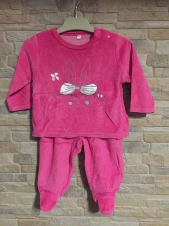 Ensemble velours fuchsia 6M