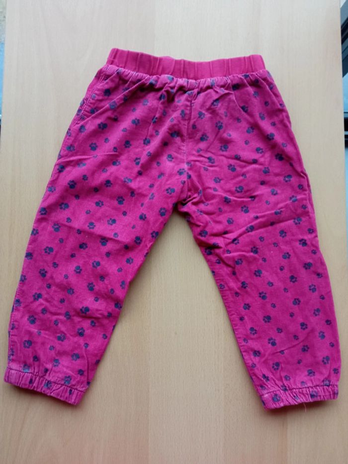 Pantalon rose en velours côtelé 92cm - photo numéro 2