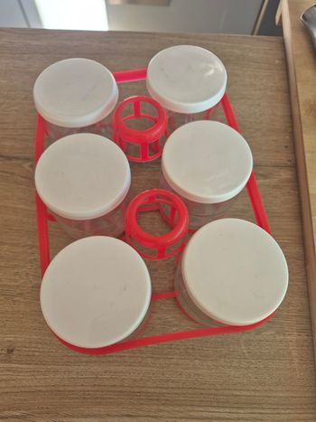 Lot de 6 pot a yaourt + panier de rangement 