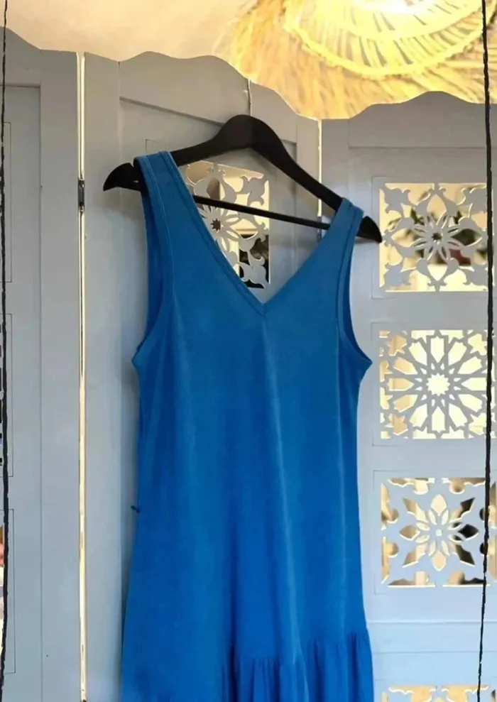 Robe bleue bohème vintage Cristina Laure Taille 40 - photo numéro 4