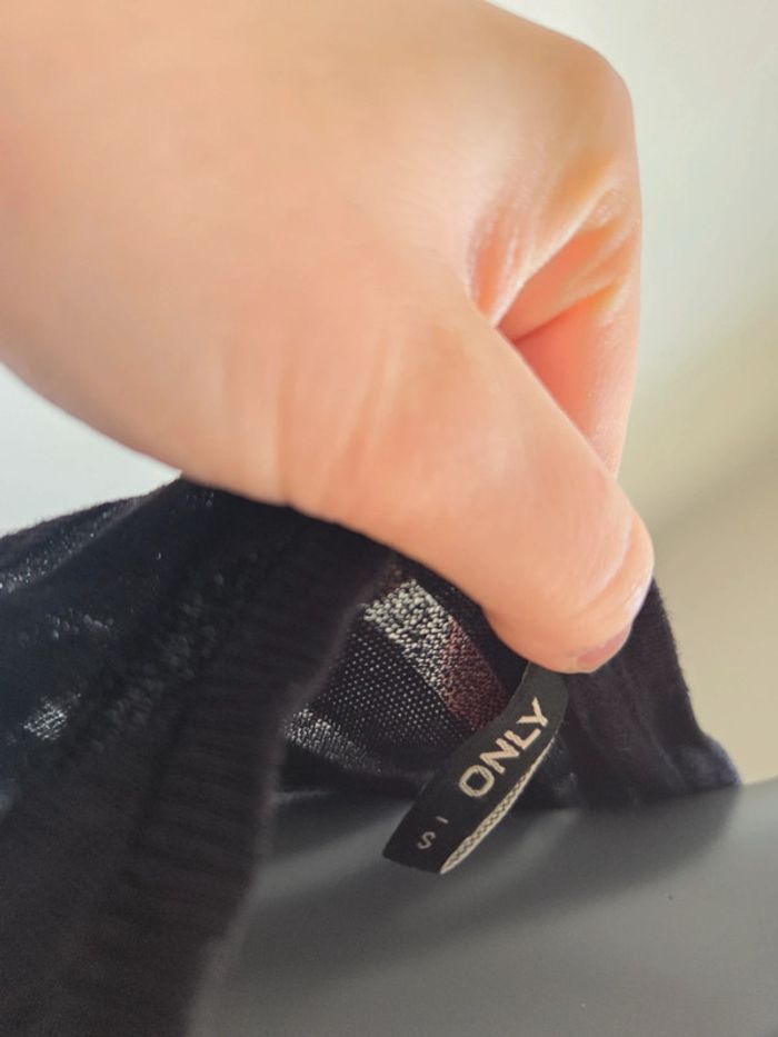 longue manche - noir - only - pailleté - transparent - photo numéro 6