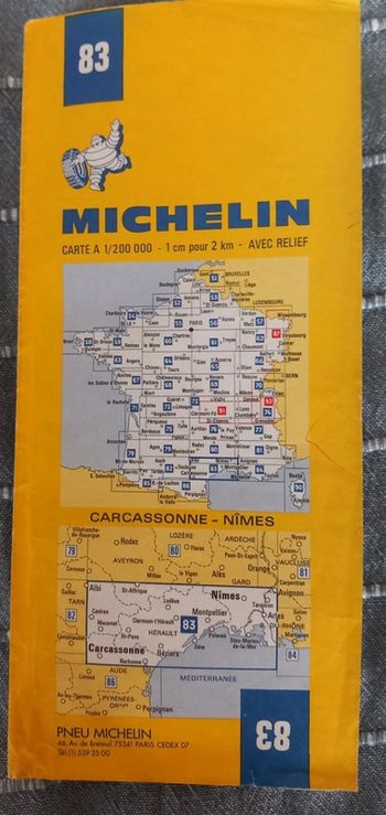 Carte Michelin n°83 Carcassonne - Nimes