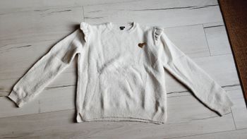 Vêtement fille pull blanc cœur doré Kiabi 12 ans