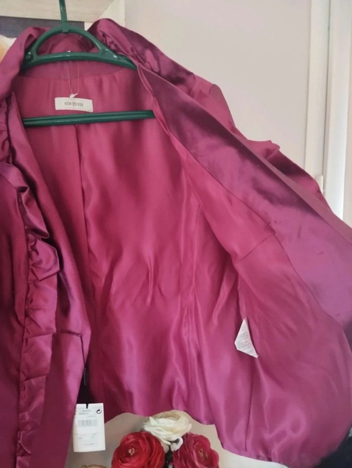 🌹 Ensemble Veste & Jupe Magenta Pure Soie Sintesis T50/52🌹 - photo numéro 17