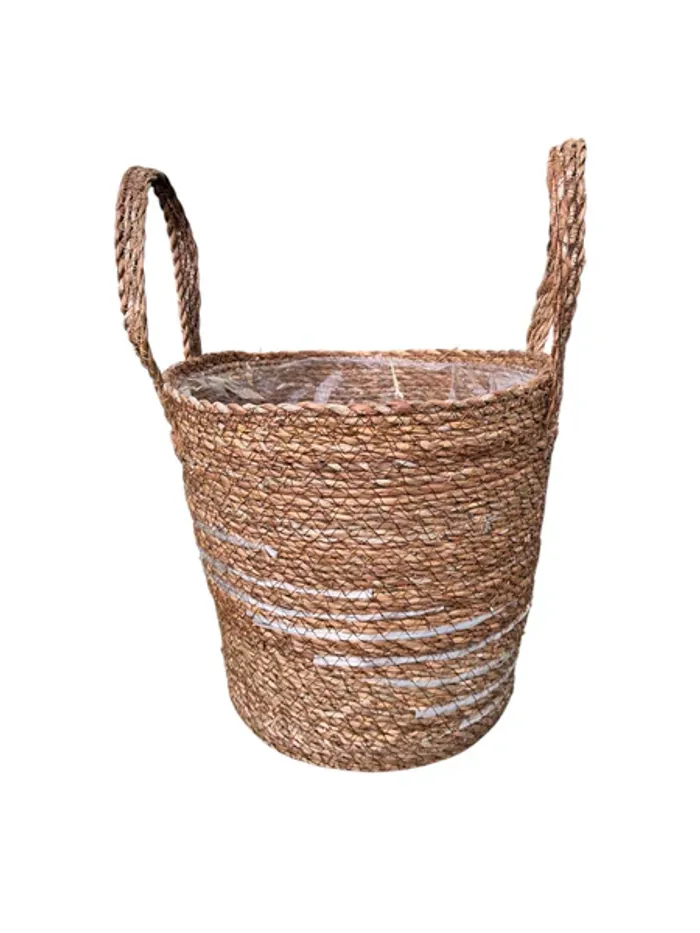 Panier à linge avec poignée 100 % jonc de mer - 30 x 30 cm Neuf