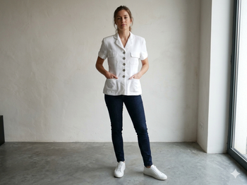 veste avec épaulettes blanche manches courtes doublée Taille 2 Morgan neuve