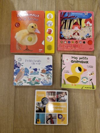 Lot de 4 livres sonores +1 offert pour bébé 12/36 mois :
