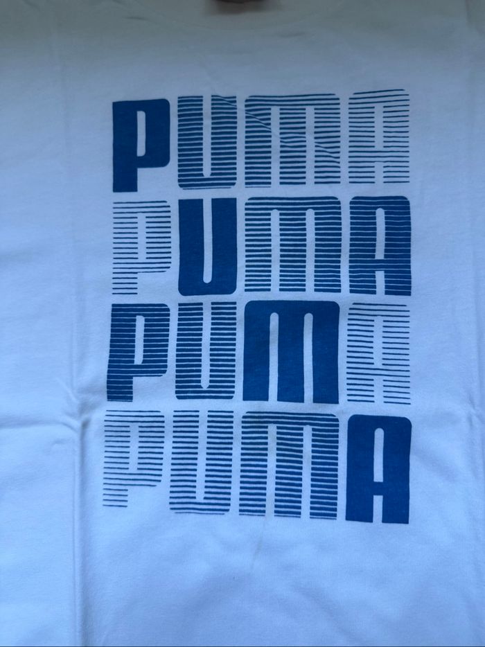 T-shirt puma blanc et bleu taille S - photo numéro 2