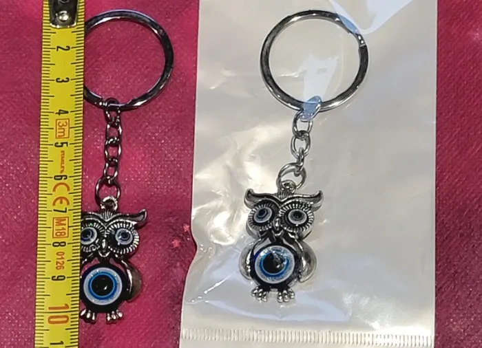 Lot de deux porte-clés hiboux oeil porte-bonheur - photo numéro 2