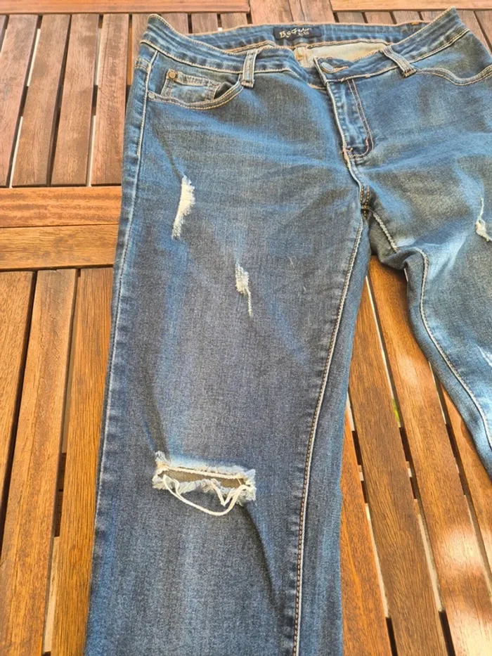 Jean troué Skinny Bleu T.42 - photo numéro 4