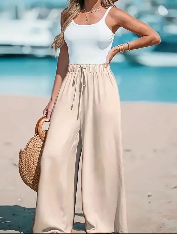 Pantalon fluide beige , taille M, neuve, idée cadeau femme
