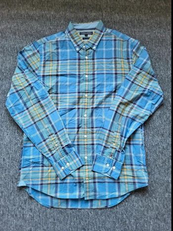 Chemise Tommy Hilfiger à Carreaux - Bleu & Jaune - Manches Longues - Taille M - New York Fit