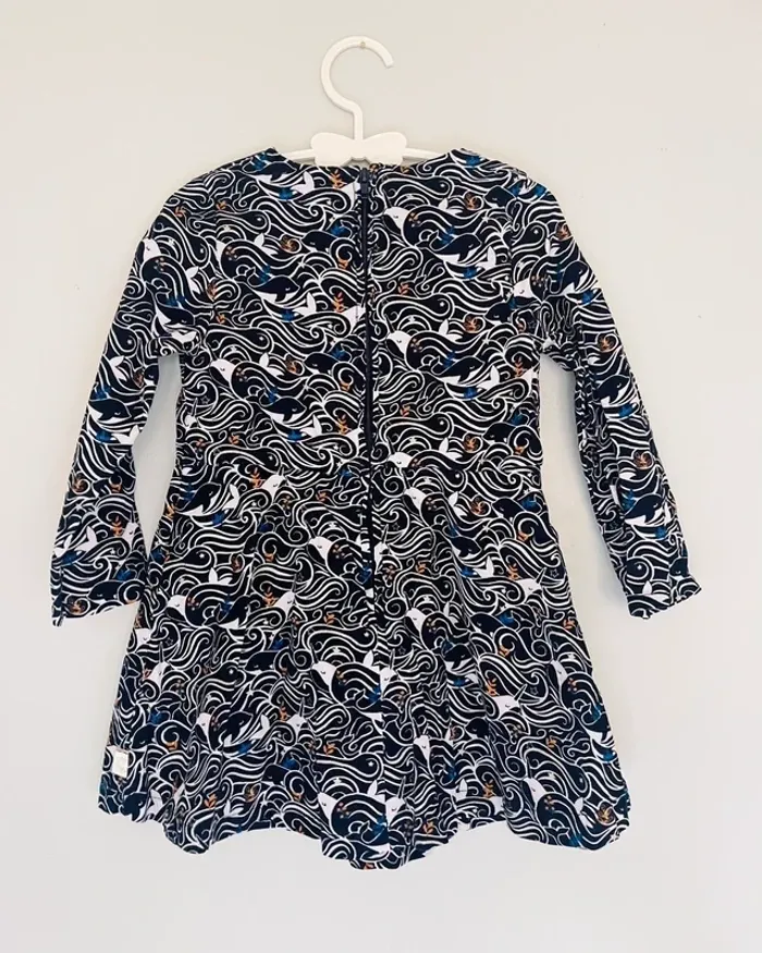 Robe en velours bleu marine à motif 3 ans - Sergent Major - photo numéro 4