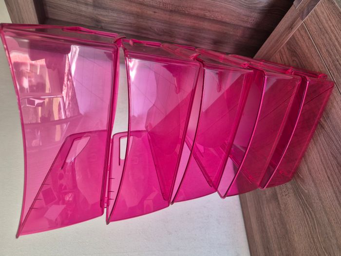 Lot de 5 bannettes empilables couleur rose vif - photo numéro 5